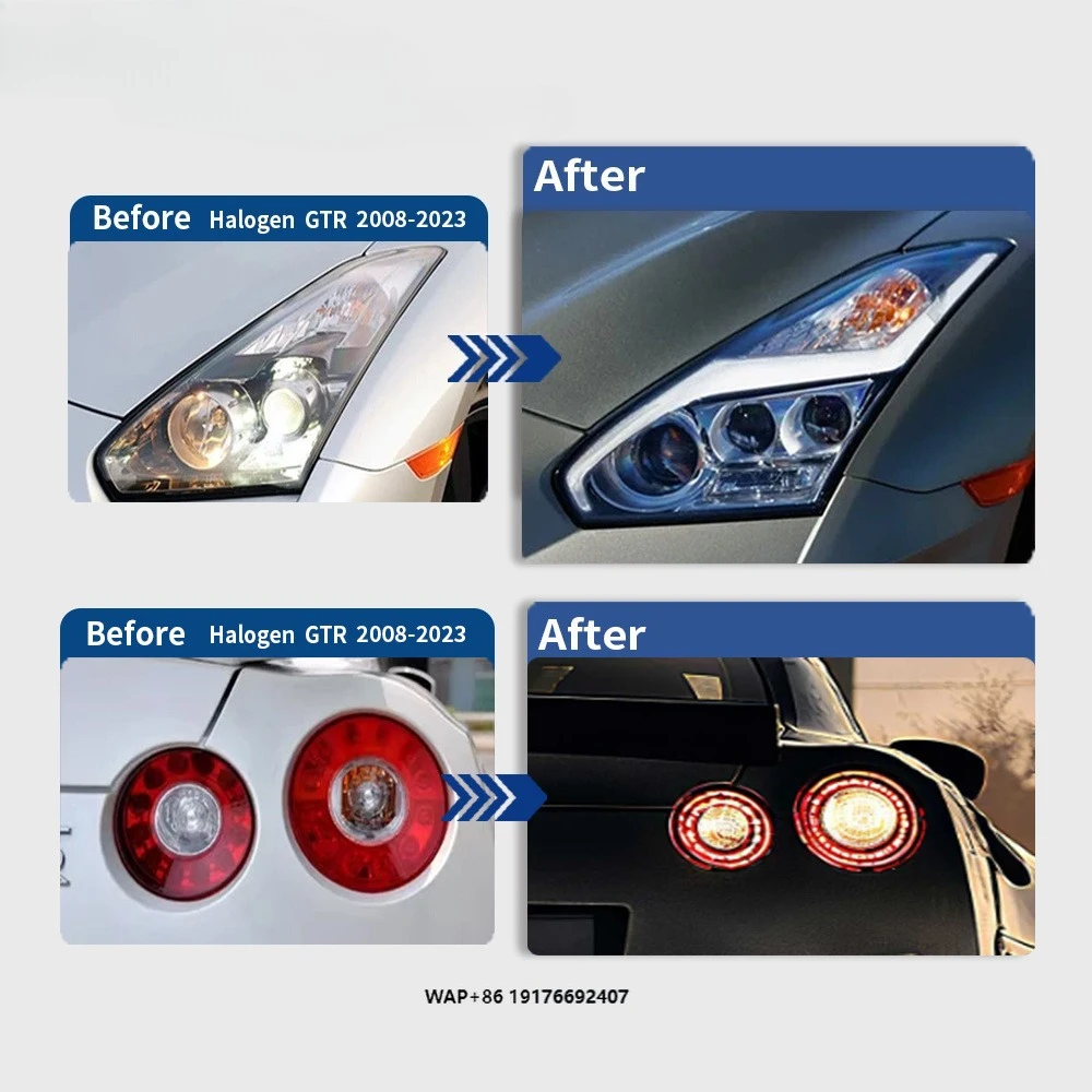for GTR R35 Headlights Taillights 2008-2023 Custom Set Projector Upgrade LED GTR R35 Tail Lights Tail Lamp