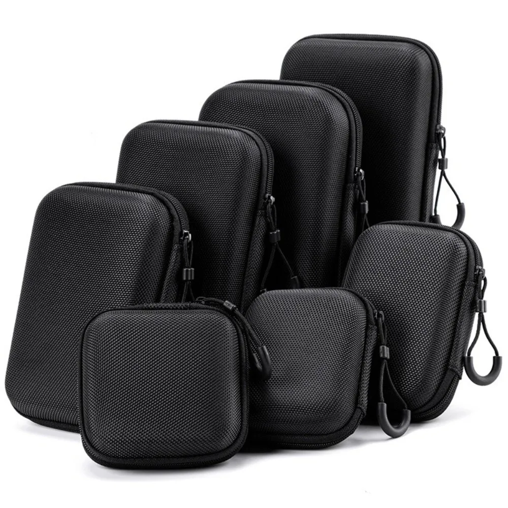 Durable Hard Shell EVA Storage Box Black Mini Pouch Carrying Bag Portable Small Bag for Earphone