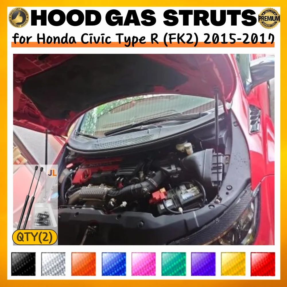 

Qty(2) Hood Struts for Honda Civic Type R (FK2) 2015-2017 Front Bonnet Modify Gas Springs Shock Absorber Lift Supports Dampers