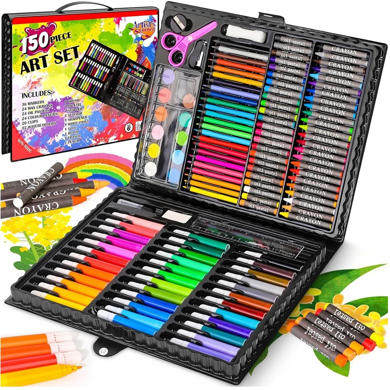 Conjunto de desenho para crianças, Kits de pintura, suprimentos de arte, artes e ofícios, idades 6-8 9-12, Pacote 150