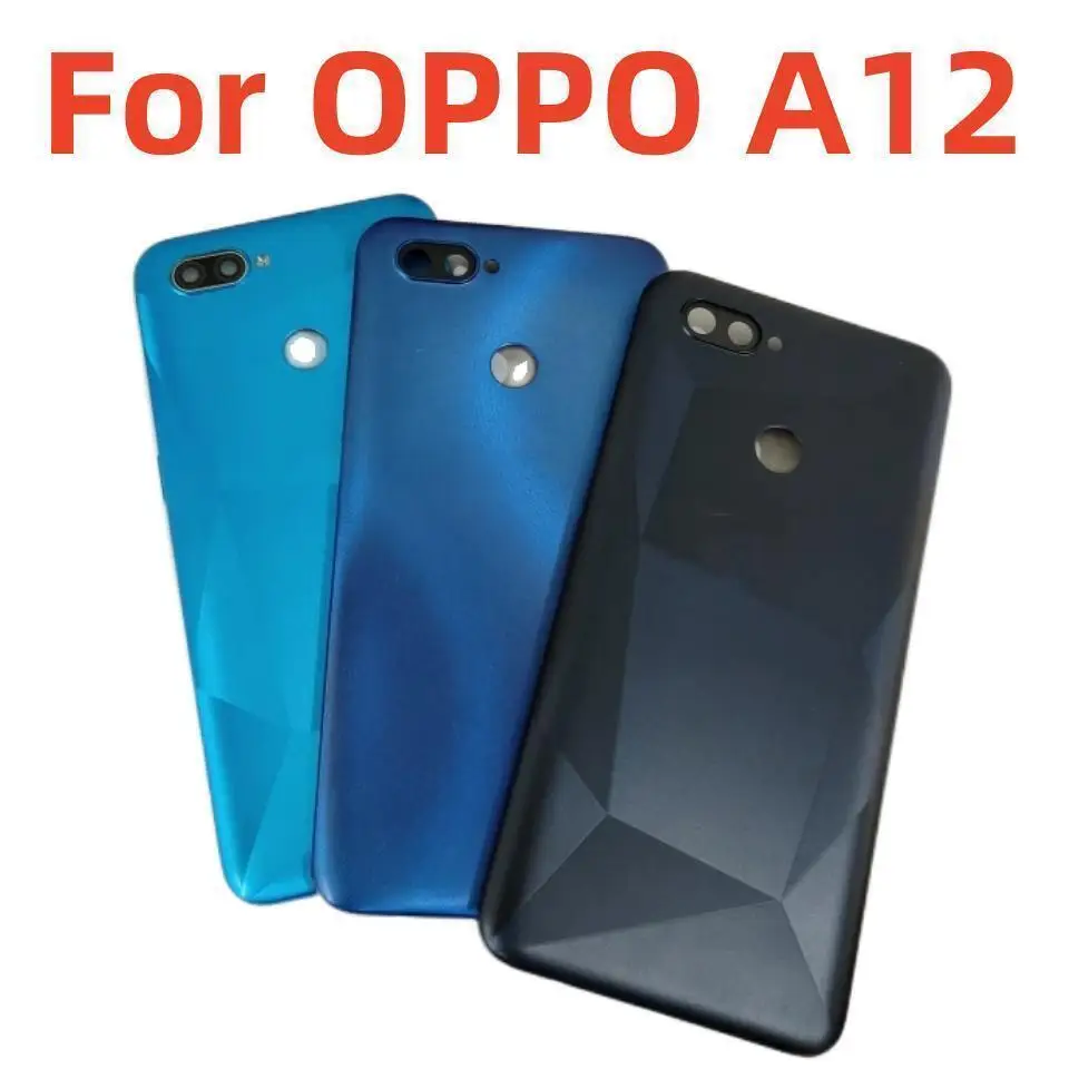 

Задняя крышка батарейного отсека для OPPO A12, детали для ремонта задней панели, с кнопками питания и объективом