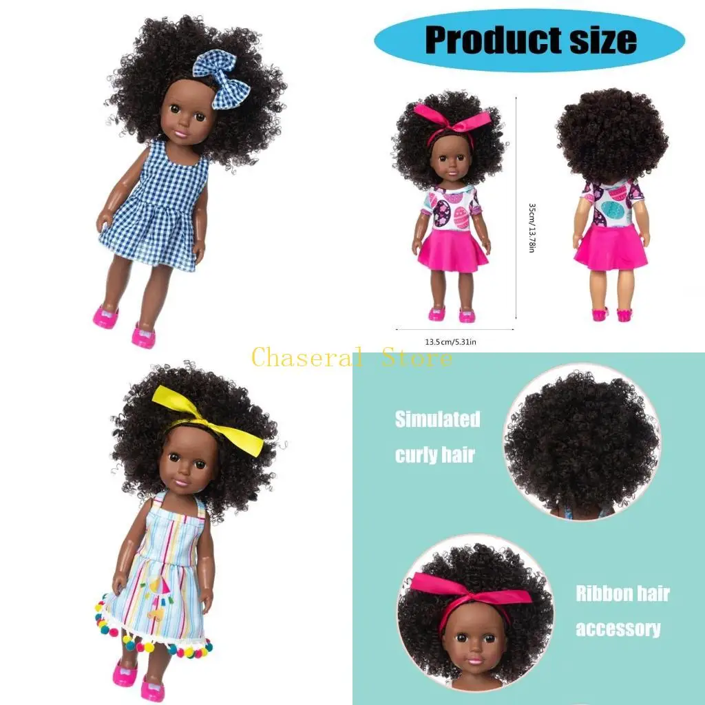 E7CE 35 Bambola da collezione African Reborns Giocattolo Lavabile Bambola per bambini Nuovi regali per i genitori come