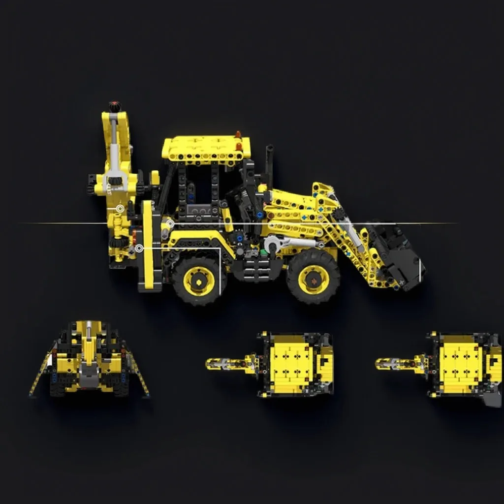 1120pcs MOC JCB 3CX Compact Backhoe Technical Vehicle Engineering Model Building Blocks Advanced Build Pack Fan Crafts Toy Gift