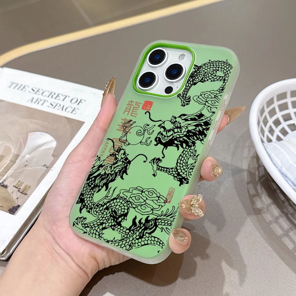 Art Chinese Dragon Matte Candy 2 in 1 Phone Case for Motorola Moto Edge G Stylus 60 G64 G73 G54 G24 50 Fusion Neo Pro 4G 5G