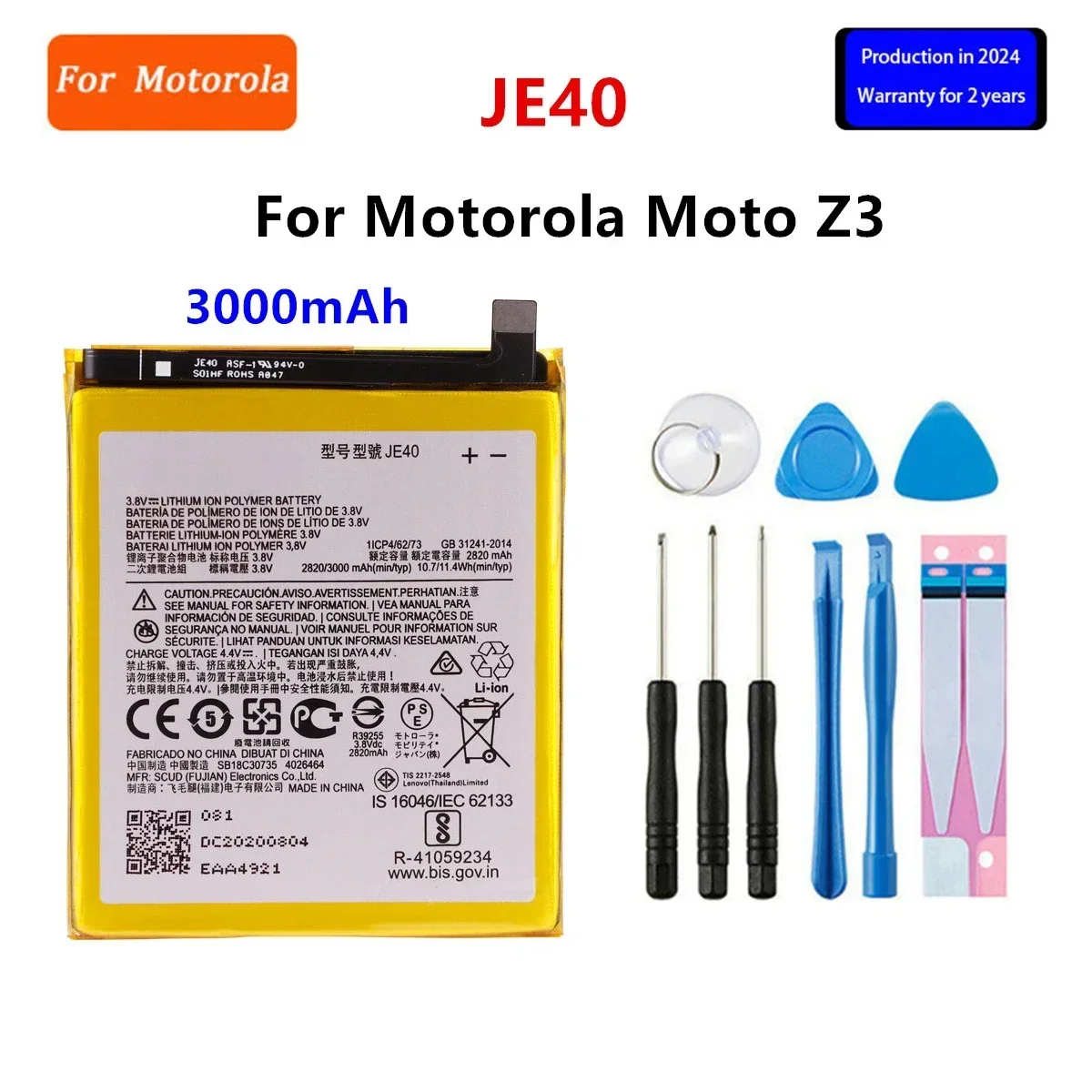 

Brand New JE40 3000mAh Battery For Motorola One Moto Z3 Moto G7 Play XT1941 XT1941-3 XT1952-1 XT1952-2 phone Batteries+Tools