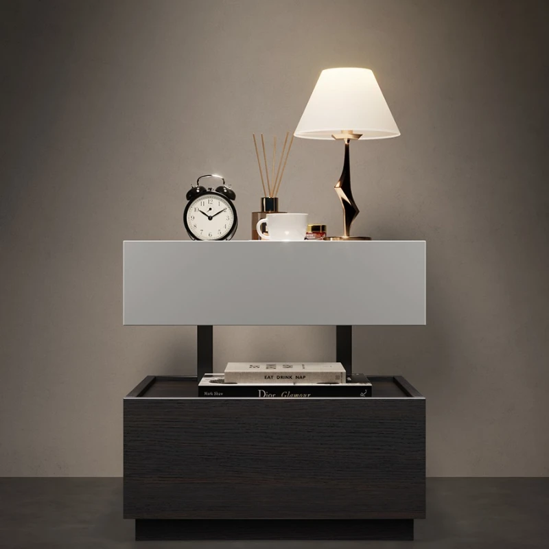 

Italian minimalist bedside table modern suspended solid wood bedside cabinet plus sensor
