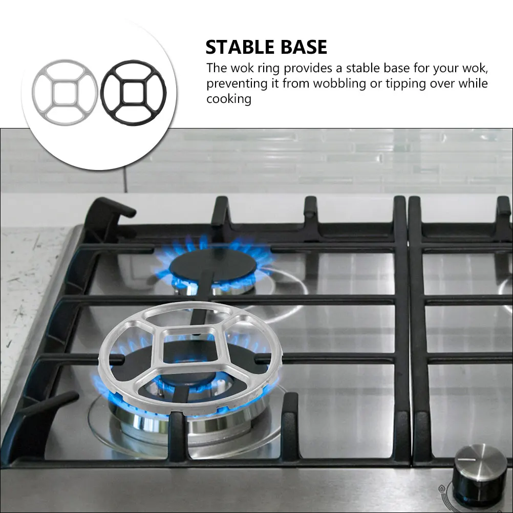 

2Pcs Gas Stove Wok Ring Pot Rack Alloy Rustproof Non Slip Stable Pan Support Stove Top Accessories Non Slip Wok Ring