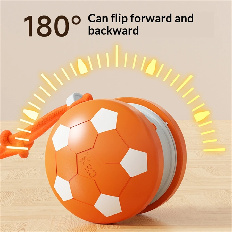 Smart Interactive Dogs Toy Balls Pets Dual-Wheel Spinning Electric Ball USB Rechargeable Soccer-Shaped Cat Toys With Tail String view 4