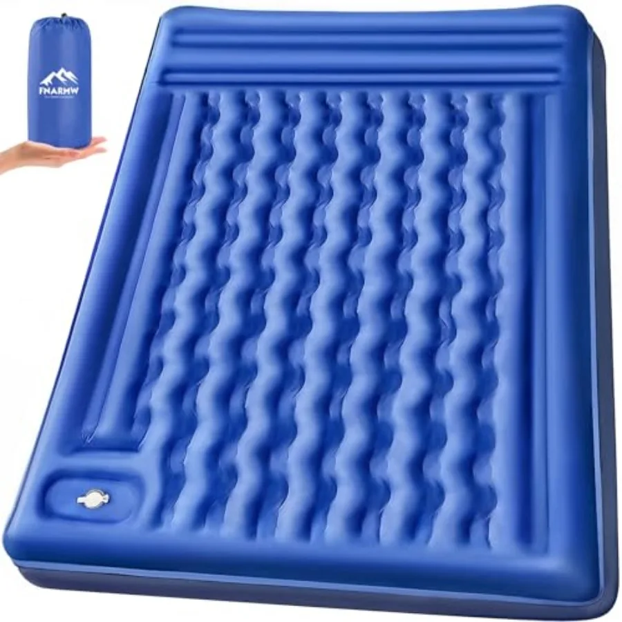 

Double Sleeping Pad Camping Self Inflating 6'' Extra-Thick 2 Person Pillow Built-in Foot Pump Waterproof Inflatable Sleeping Ma