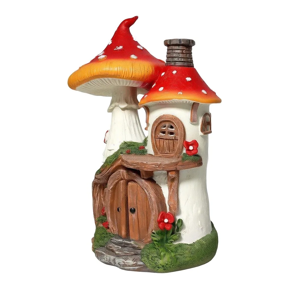 Mushroom Treehouse Ornament Resin Crafted Fantasy Decor Piece for Home Garden Patio and Indoor Space Enhancement