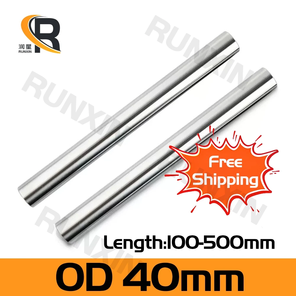 

RXTNC 45# Steel 2pcs Chrome plated hard solid optical shaft outer diameter OD40mm L100-500mm for 3D printer engraving machine