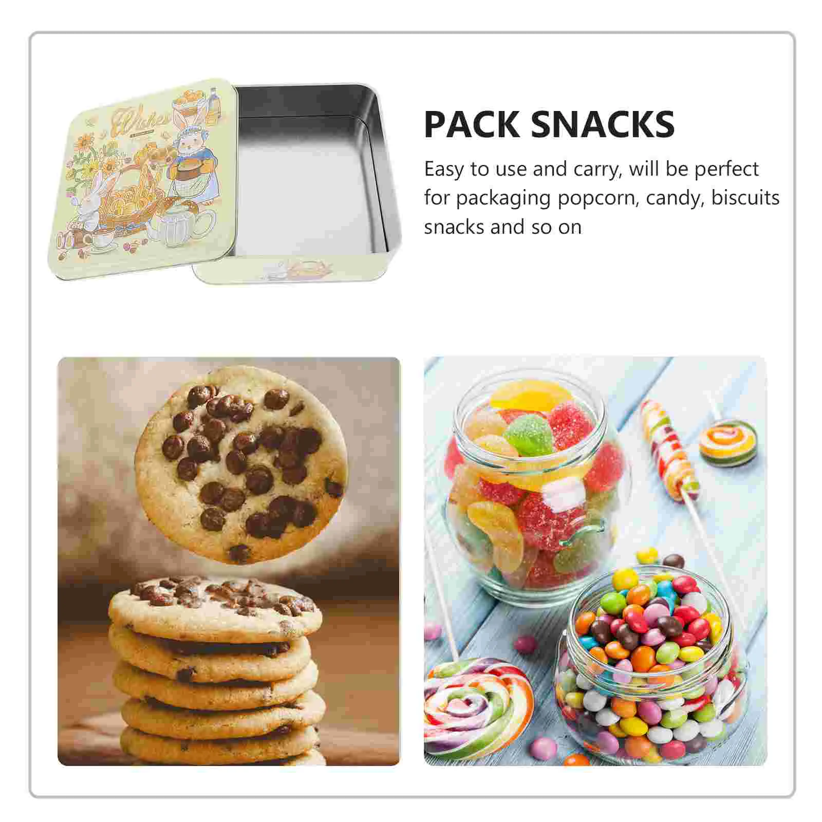 Square Tin Box Sweets Container Candy Storage Case Gift Cookies Boxes Biscuit Tinplate Desktop Tins Wrapping Biscuits