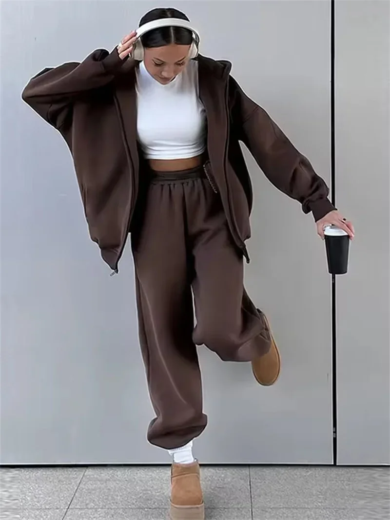 

Модный повседневный женский спортивный костюм, толстовка с капюшоном, комплекты из двух предметов, спортивный костюм 2025 года, свободные брюки для бега с эластичной резинкой на талии, женские