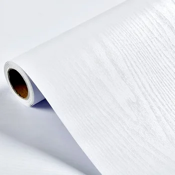 가구 개조용 비닐 흰색 나뭇결 장식 접촉 종이, 자체 접착 방수 탈착식 벽지, 30cm, 40cm, 50cm
