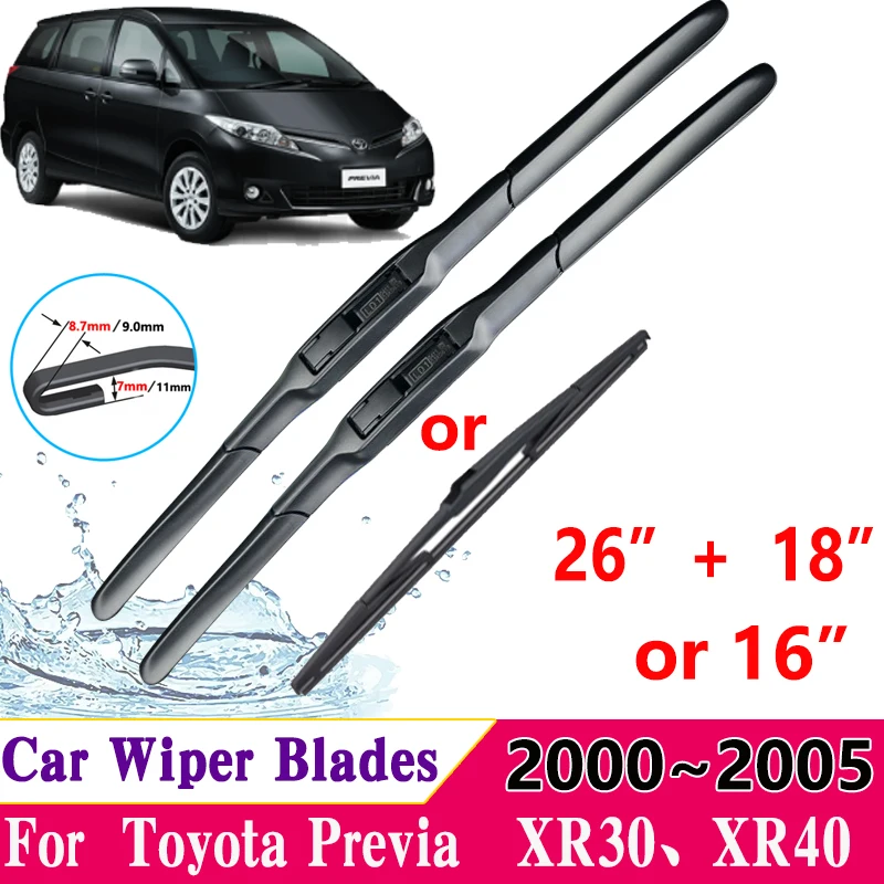 

for Toyota Previa Estima Tarago XR30 XR40 2000~2005 Car Front Rear Wiper Blades Set Windshield Windscreen Wipers Car Accessories