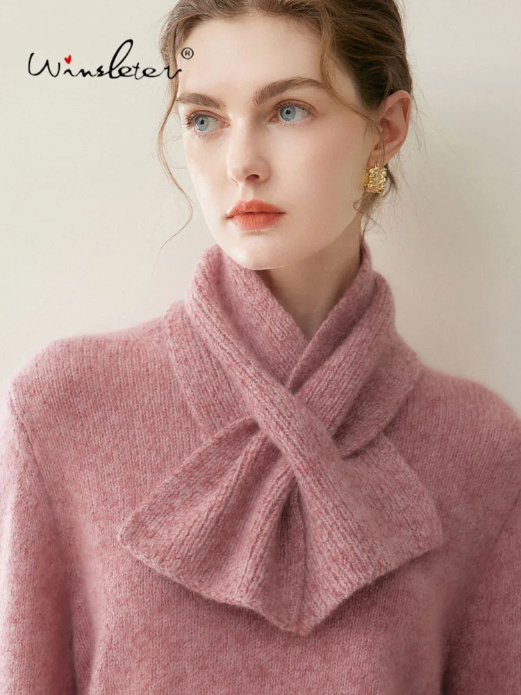 Winsleter-25%Silk 75%Cashmere Elegant Scarf, Skin Friendly Keep Warm, Women Versatile Knit Short Sarves, 2026 Autumn A68546CC