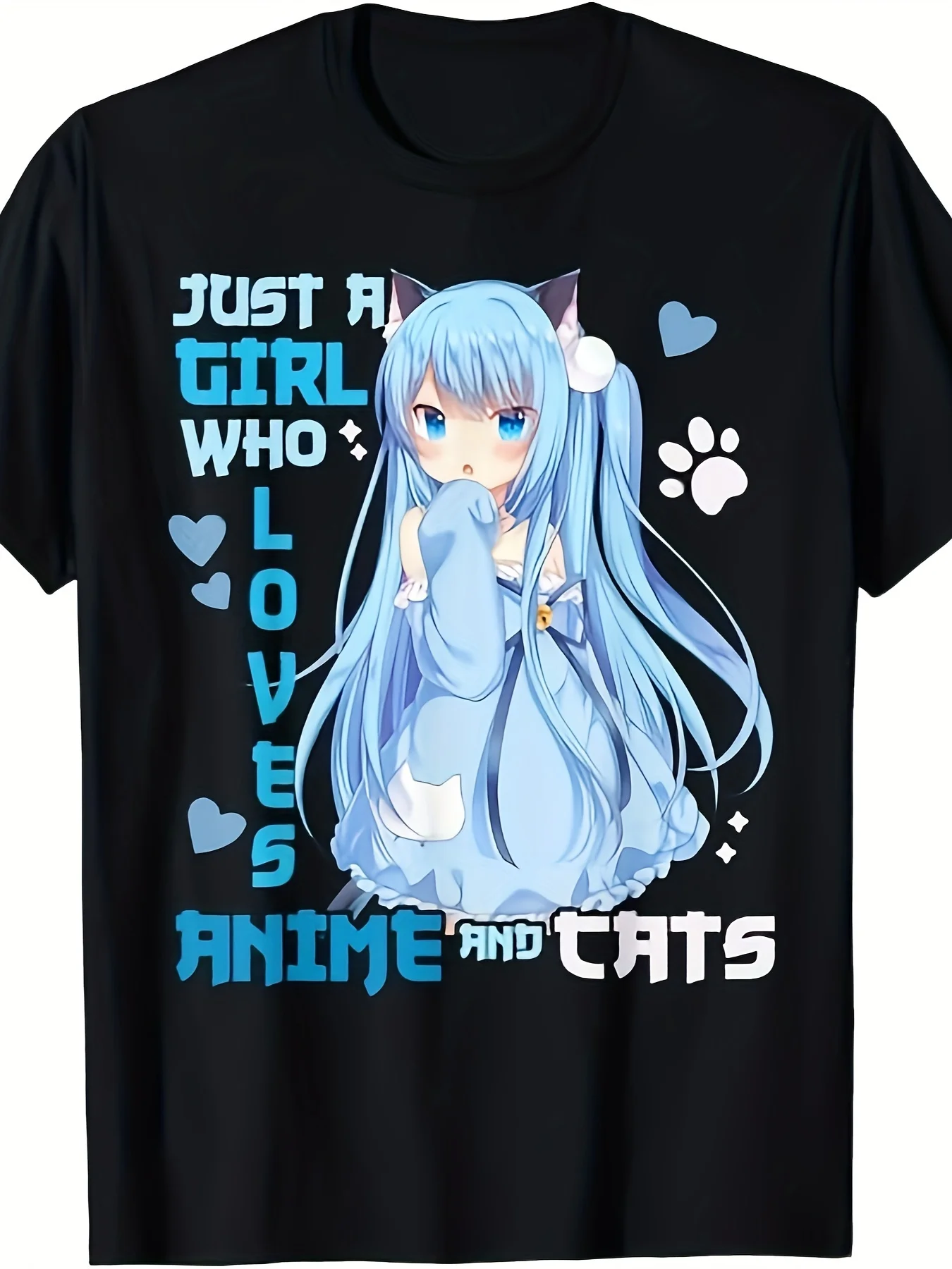 

Just A Girl Who Loves Anime And Cats Funny Kawaii Otaku Girl T-Shirt
