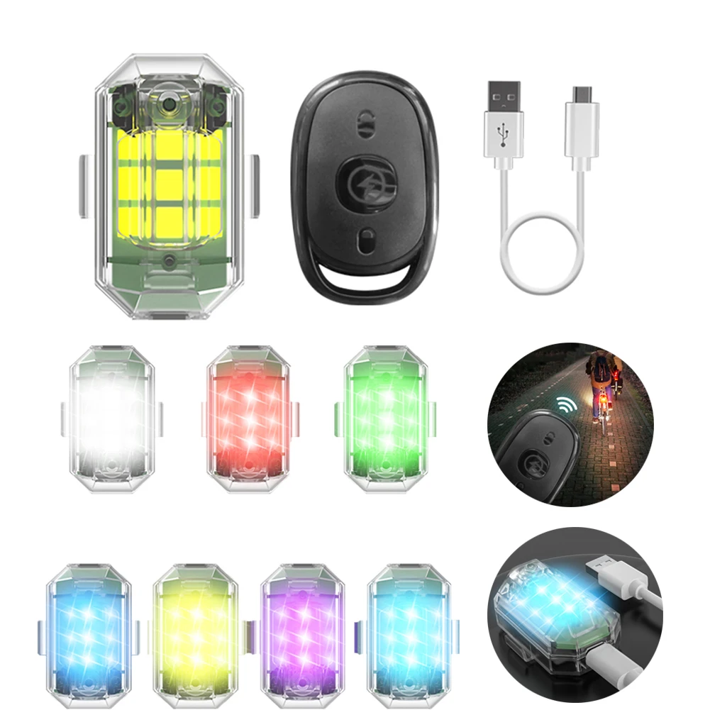 Bicycle Flashing Taillight LED Anti-collision Warning Light Mini Signal Light Night Strobe Lamp Motorcycle Aircraft Taillight