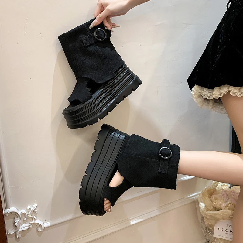 

Новые женские летние сандалии на плоской подошве 8 см, повседневные сандалии с кисточками, женские шлепанцы, римские женские ботинки