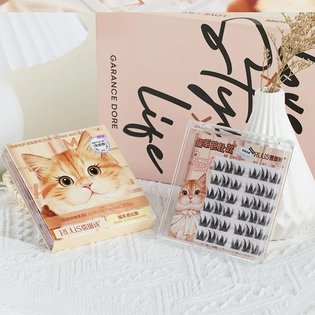 Ciglia finte senza colla Cluster naturali segmentati Manga Comic Lashes Extension Strumento autoadesivo per il trucco degli occhi
