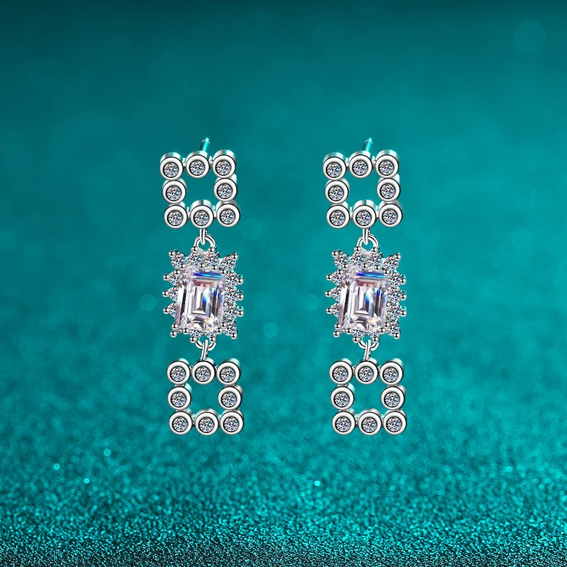 S925 Sterling Silver Moissanite Full Pav Tassel Earrings  Minimalist & Versatile