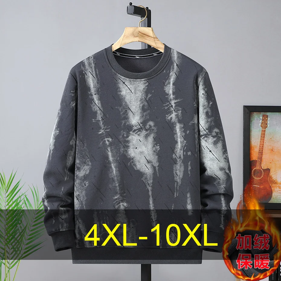 

Vintage Tie-dye Sweatshirts Men 10XL Plus Size Sweatshirts Autumn Winter Fleece Pullover Fashion Casual Sweatshirt Big Size 10XL