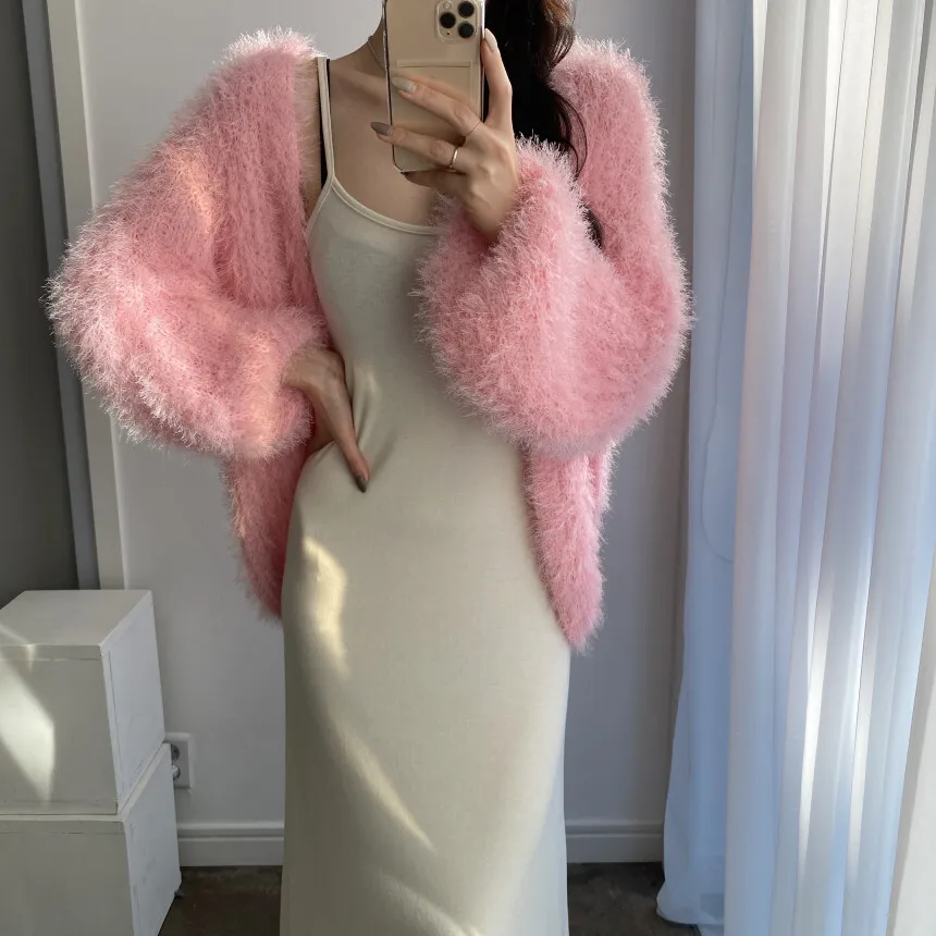 Good Quality 2024 Autumn Soft Glutinous Noble Elegant Mink Fur Not Shedding Loose Sweater Outside