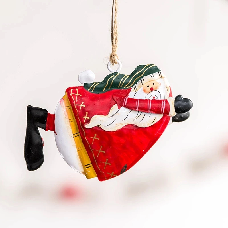 MissDeer Christmas Pendant Metal Painted Santa Claus Xmas Tree Drop Ornaments Decorations for Home Kids Toys Gift Xmas New Year