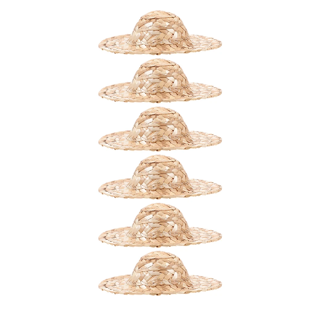 

6pcs Mini Hats For Crafts Craft Hats for Lightweight Straw Cap Small Animal Costume Hat Mini Tea