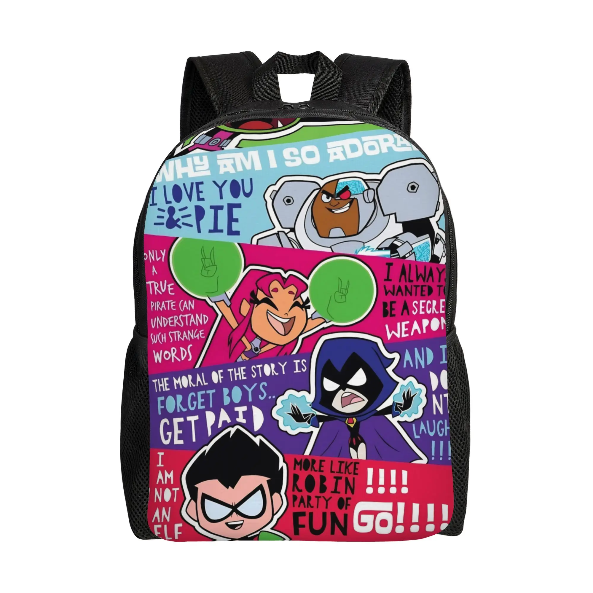 

Рюкзак Teen Titans Go с героями мультфильмов для мужчин и женщин, подростков, школьников, для походов, путешествий, повседневного использования, сумка для ноутбука, подарок