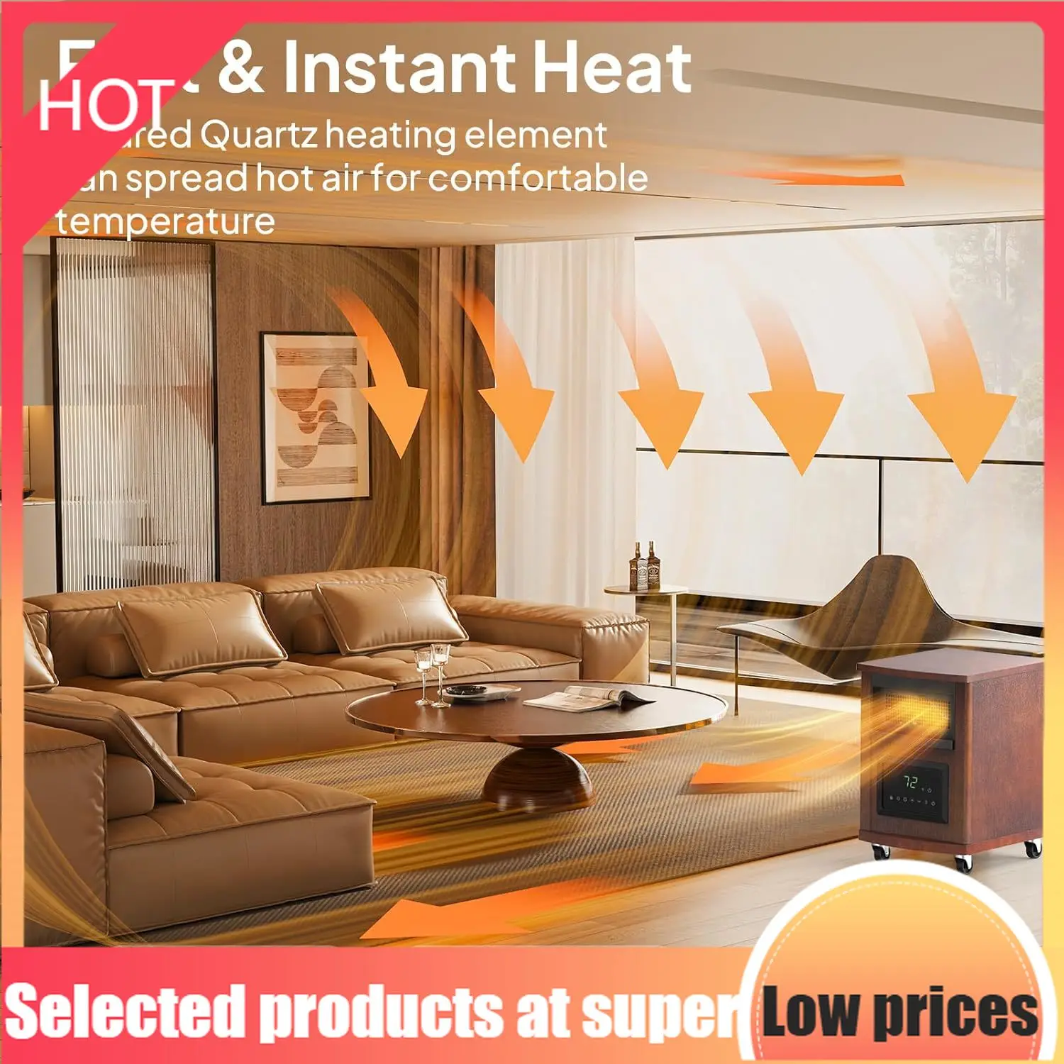 

Конкурентоспособный товар: Кварцевые инфракрасные обогреватели 1500 Вт, электрический комнатный обогреватель с пультом ДУ, портативной ручкой и колесиками, таймер на 12 часов