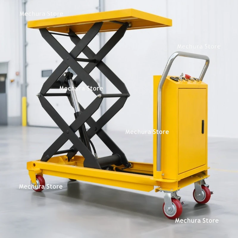 Electric Hydraulic Scissor Lift Table Cart - Mobile Powered Lift Platform Trolley with Wheels Warehouse & Workshop JT60