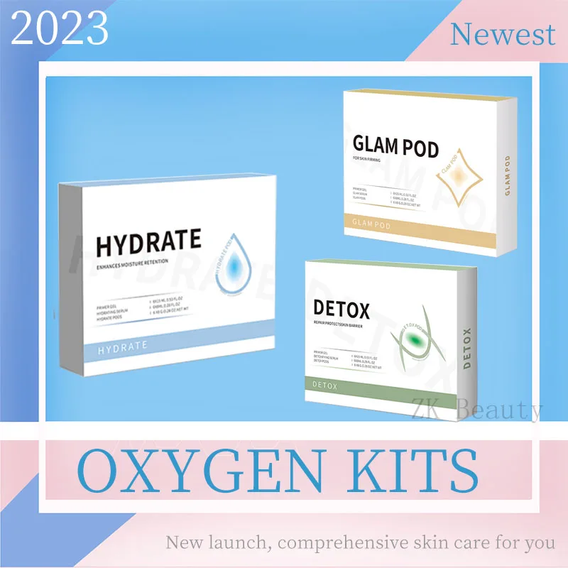 New 7 Types Product CO2 Oxygen Kit GLAM DETOX HYDRATE BALANCE ILLUMINATE REVIVE Pods Skin Care Skin Rejuvenation Beauty Product