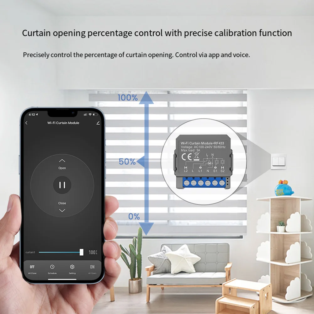 

Smart WiFi Curtain Switch & RF Blinds Module: Control Curtains Anywhere Smart Curtain Switch Module For Roller Blinds Shutter