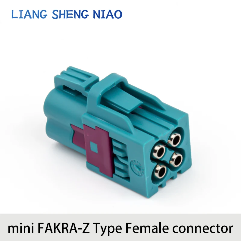 MINI FAKRA car connector female head four in one Z-type water blue straight female head Bluetooth GPS car use