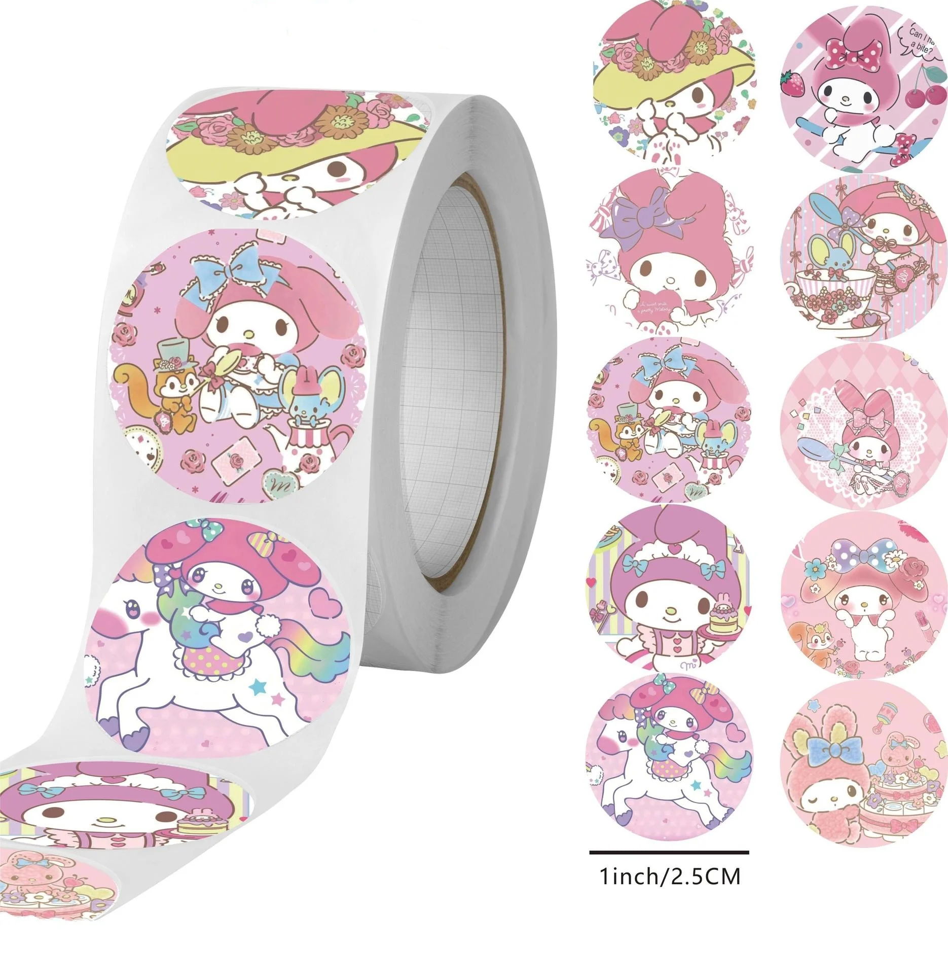 500pcs/Roll Sanrio Stickers Cute Phone Case Kawaii Laptop Skin DIY Decorate Art Supplies Journaling Stationery