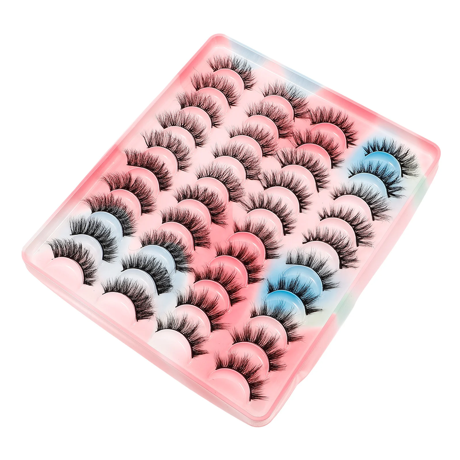 20 Paar natürliche gefälschte Wimpern, kurze klassische falsche Wimpern, gebogen, leicht zu tragen, Damen-Make-up-Zubehör, zum Üben falscher Wimpern