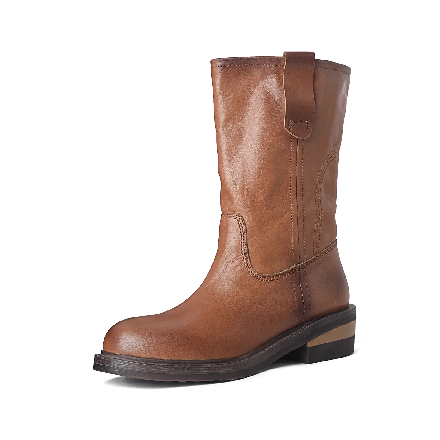 Botas de cuero de piel de ternera color marrón de la marca ArdenFurtado, para mujer, estilo motero, elegantes, con plataforma, botines cortos, botines informales para mujer, estilo caballero.