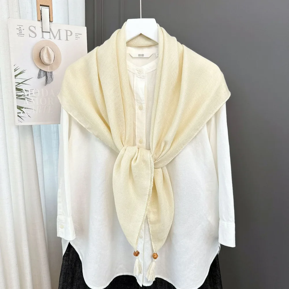

85cm Large Square Wraps for Women Cotton Polyester Breathable Fabric Spring Autumn Wraps