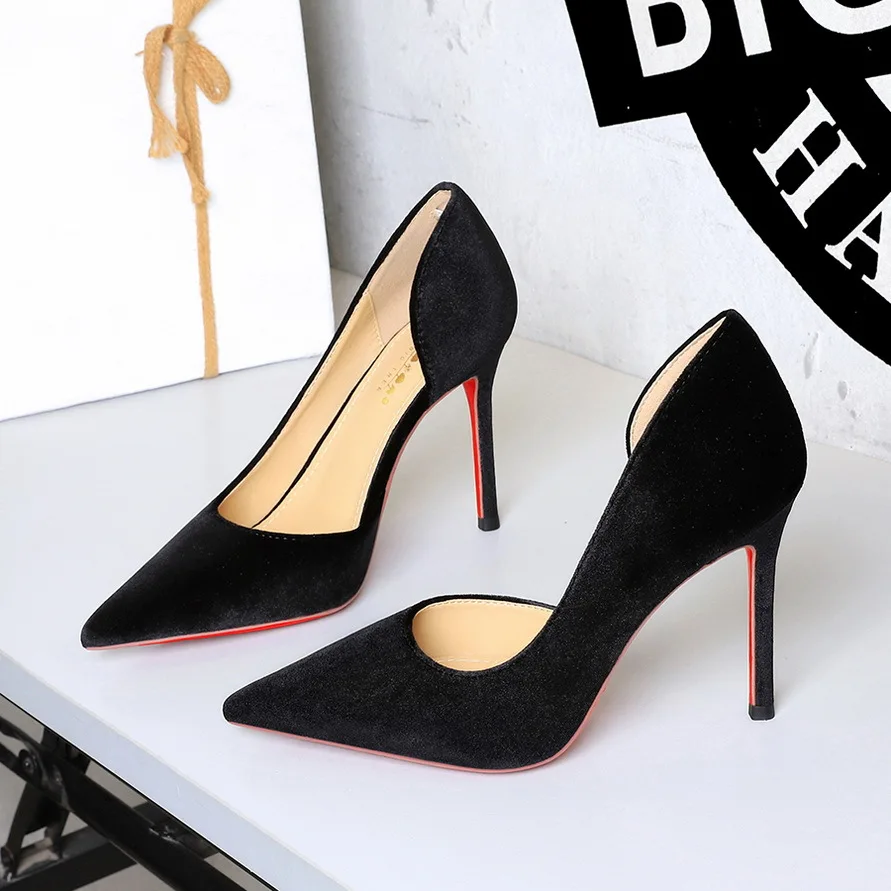 BIGTREE Shoes Woman Pumps Stylish Minimalist Slim Heel High Heels Velvet Ladies Shoes Stiletto Comfort Women Heels Plus Size 40 view 3