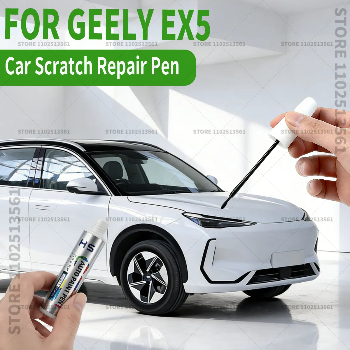 

Ручка-корректор для ремонта лакокрасочного покрытия GEELY EX5, средство для удаления царапин, аксессуары для авто, серый 308, серебристый 308, белый 344, зеленый 312, черный