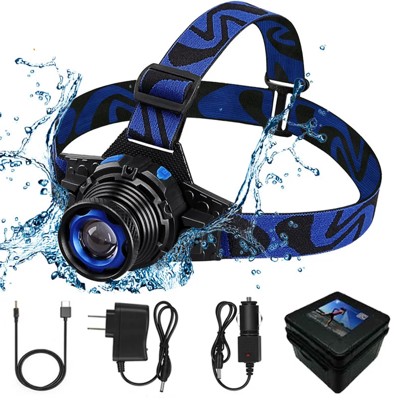 ZK30 Waterproof Headlamp Head Lights Fishing Tail Lights Forehead Head Headlights Torch Hunting Head Fishing Mining Lights Lamp