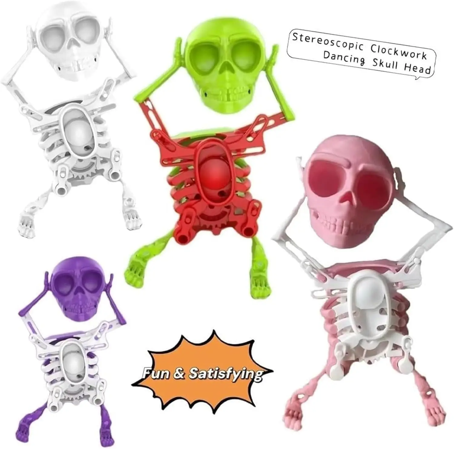 Midnight Bone Rave! Halloween Wind-Up Skeleton Toy, Hypnotic Swinging Dance for Spooky Party Scenes