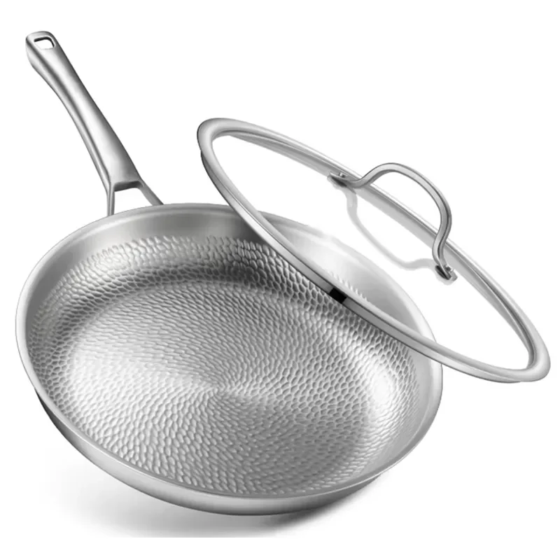 100 Percent Pure Titanium Frying Pan Hammer Pattern Compatible With Induction Cooker High Quality Cookware