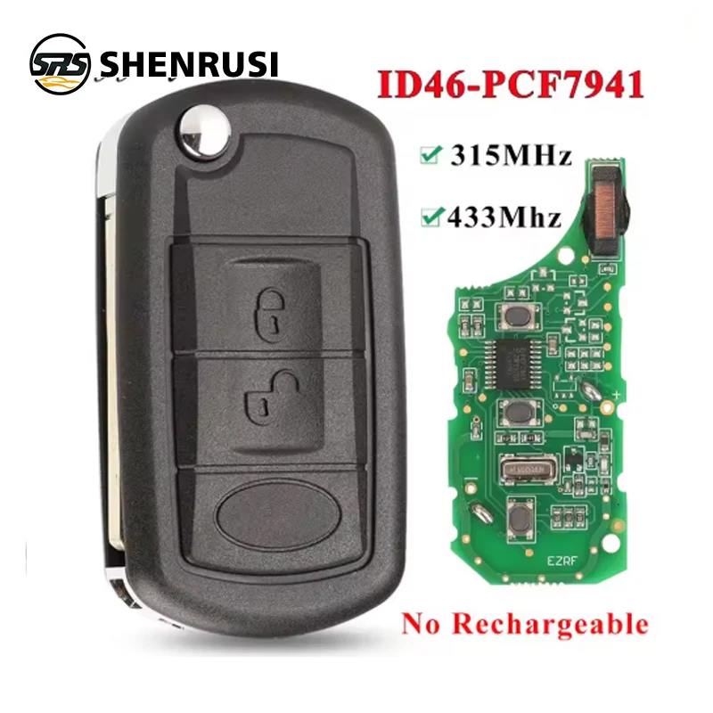 

SHENRUSI 315/433MHz ID46-PCF7941 Chip 3B Flip Remote Control Car Key Fob For RANGE ROVER Sport Land Rover Discovery 3 Full Key