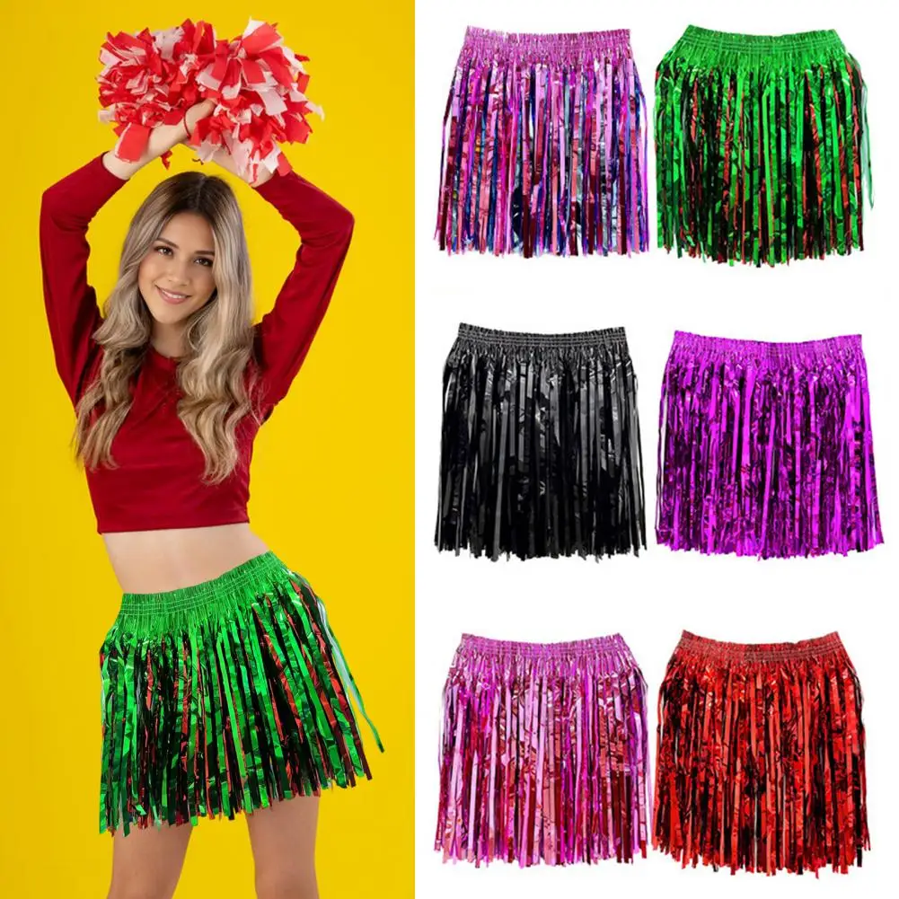 

Красочный танцевальный костюм-юбка с бахромой и пайетками, полуюбка для пляжных вечеринок, для чирлидинга, 90% пайеток