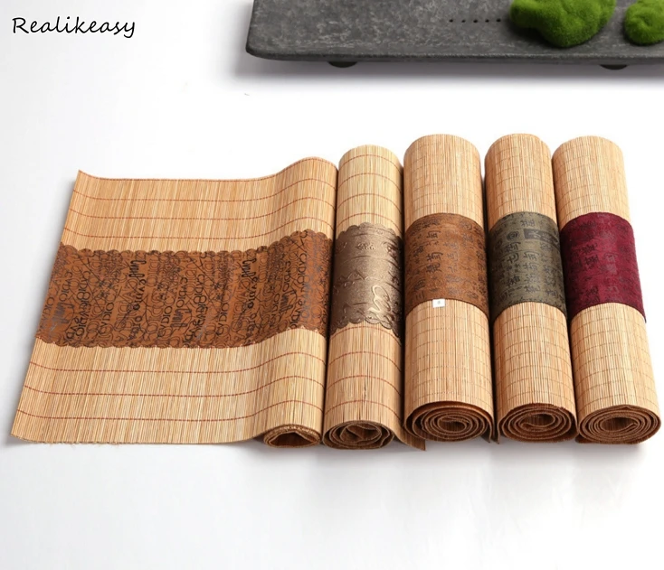Vintage Chinese Style Bamboo Table Runner Tea Mat Tea Set Accessories Tablecloth For Wedding Dining Room Party DecorationsLFB195