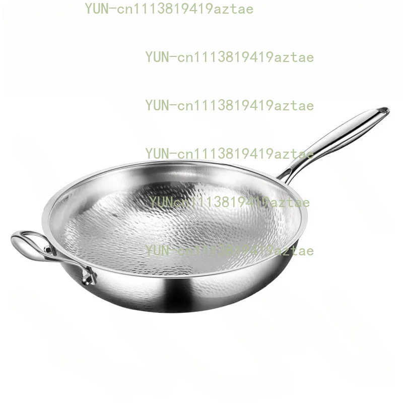 Pure titanium wok, uncoated non-stick fish scale hammer pattern household wok, suitable for induction cooker