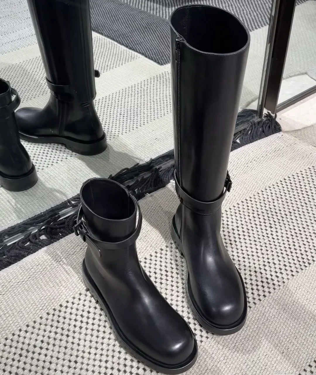 Gürtels chnalle kniehohe Stiefel neue Retro zwei tragen abnehmbare kurze Stiefel für Frauen dicke Absätze Herbst und Winter Ritter Stiefel