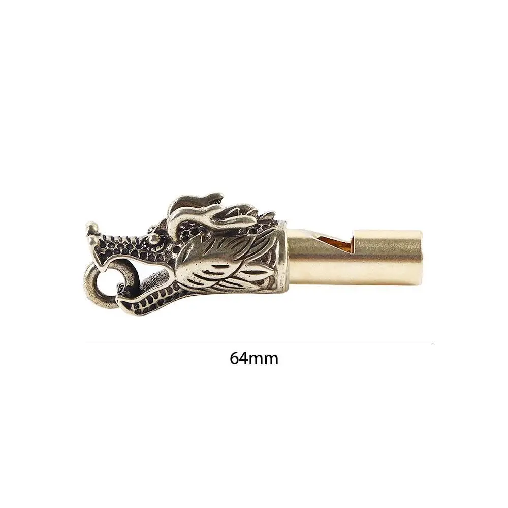 Charm Multifunction Keychain Dragon Head Outdoor Brass Whistle Keys Chain Outdoor Survival Tools Car Pendants